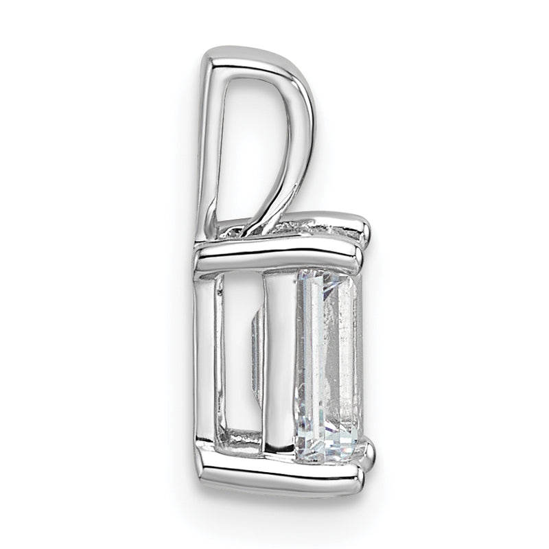14K White Gold 1 Carat Certified Lab Grown Diamond Vs+ F+ Emerald Complete Four Prong Pendant