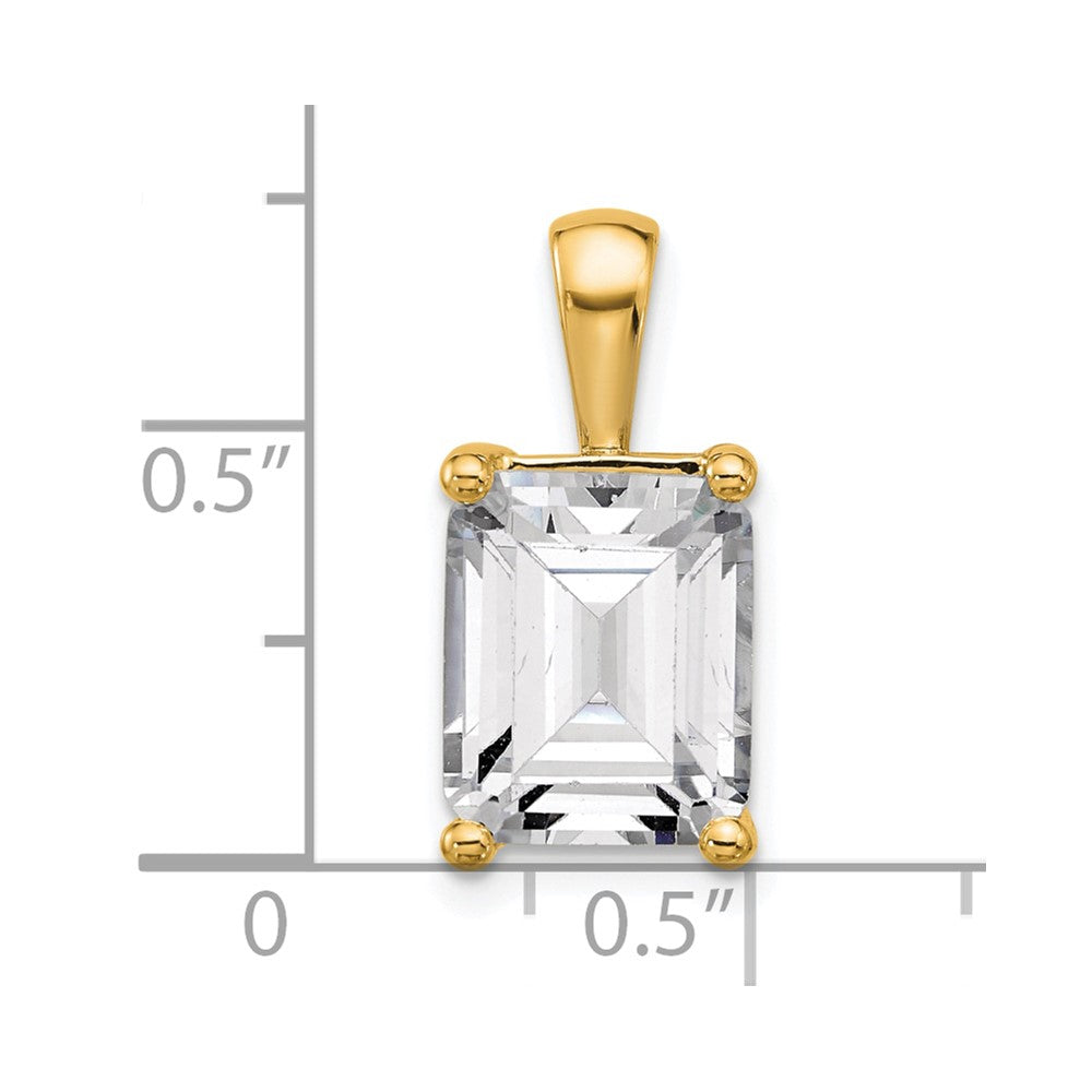 14k Yellow Gold 5 Ct. Lab Grown Diamond VS/SI+ G+ Emerald Complete Four Prong Pendant