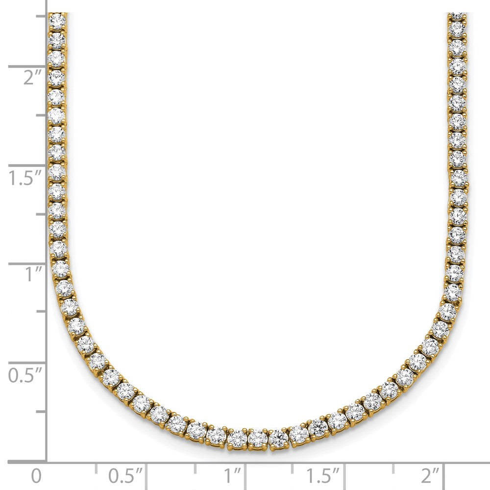 14k Yellow Gold 9 Ct. Lab Grown Diamond VS/SI+ G+ Round 18 inch Straight Tennis Necklace