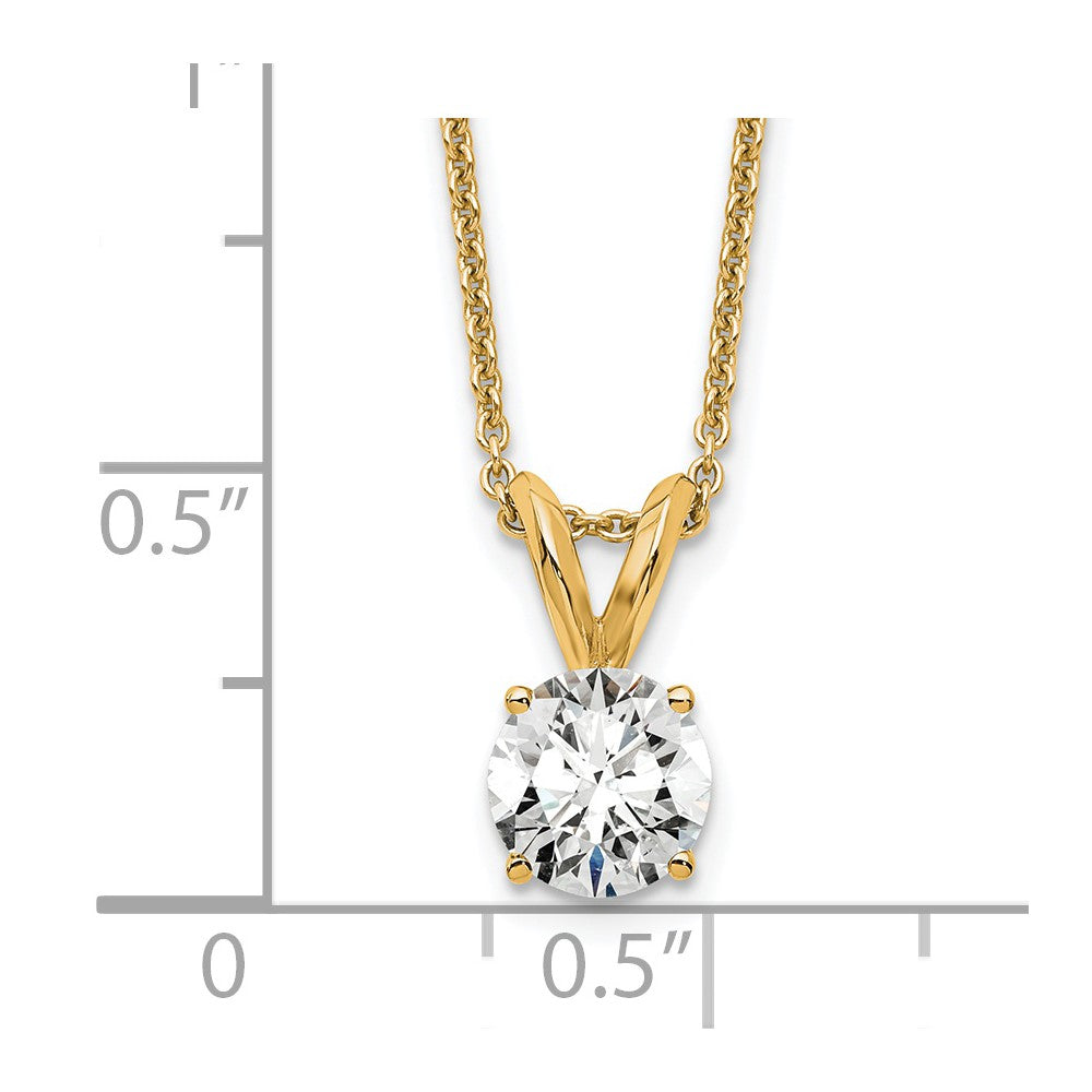 14k Yellow Gold 1/2 Ct. Lab Grown Diamond VS/SI+ G+ Round Complete Four Prong 18 inch Solitaire Pendant Necklace