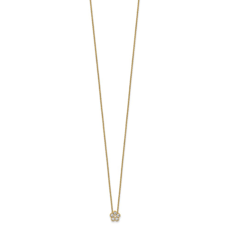 14K Yellow Gold True Origin 1/4 Carat Lab Grown Diamond Vs Def 18 Inch Floral Pendant Necklace
