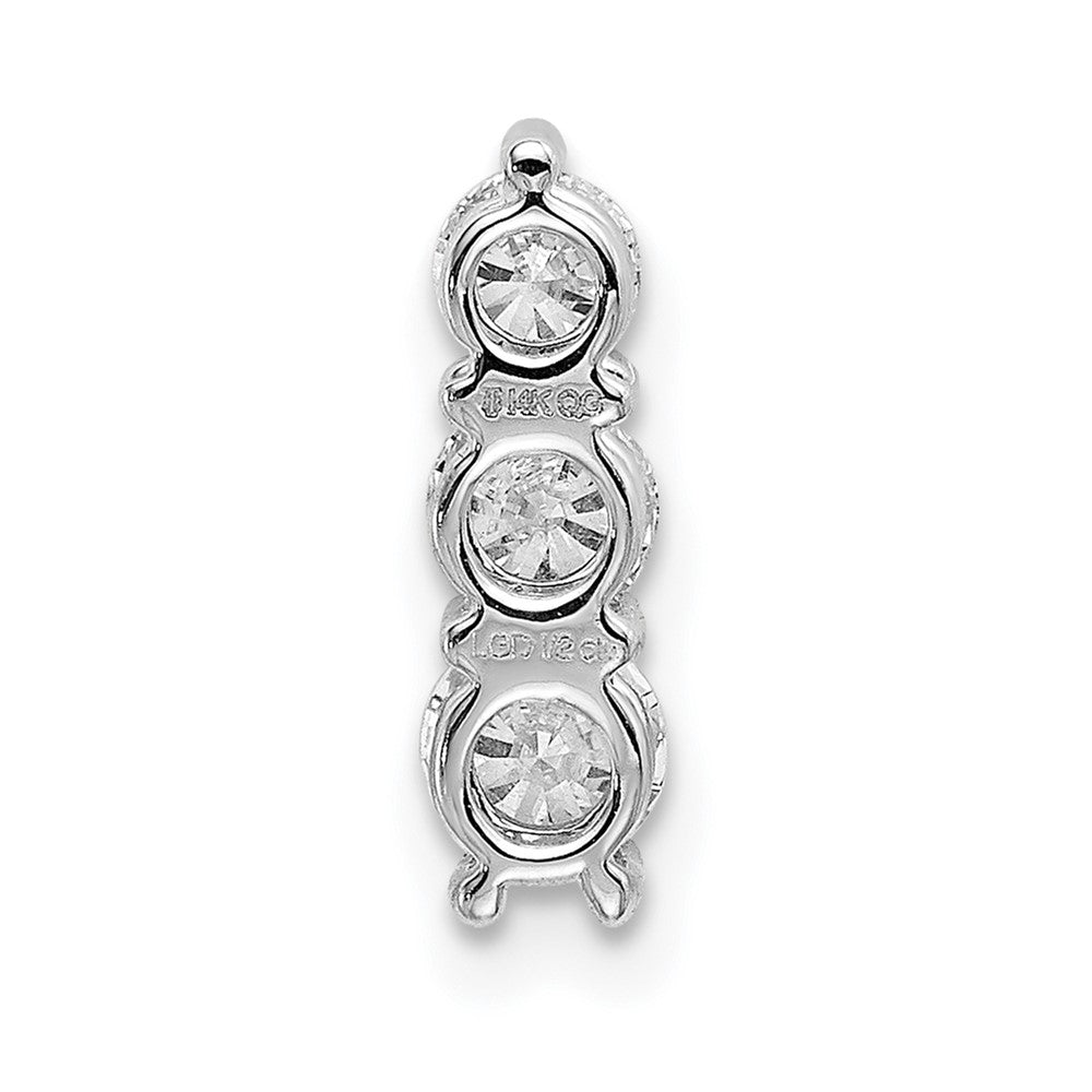 14k White Gold 1/2 Ct. Lab Grown Diamond VS/SI+ G+ Three Stone Chain Slide Pendant