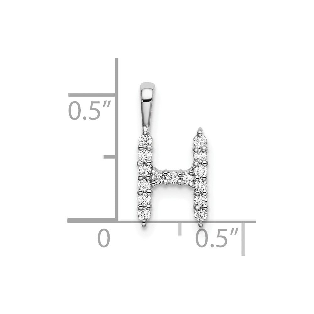 14k White Gold 1/6 Ct. Lab Grown Diamond VS/SI+ G+ Letter H Initial Pendant