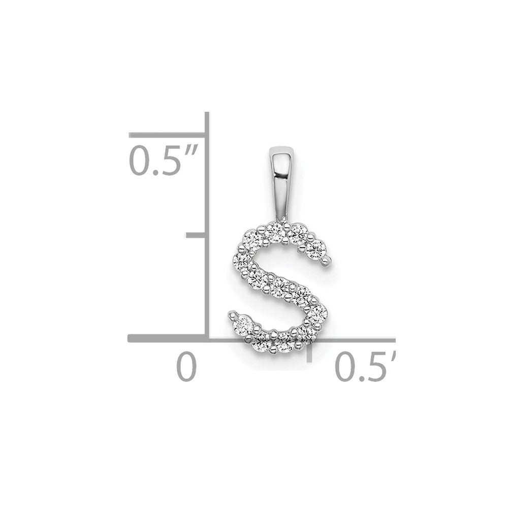 14k White Gold 1/8 Ct. Lab Grown Diamond VS/SI+ G+ Letter S Initial Pendant