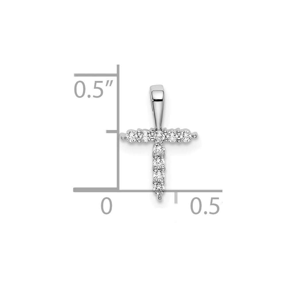14k White Gold 1/10 Ct. Lab Grown Diamond VS/SI+ G+ Letter T Initial Pendant