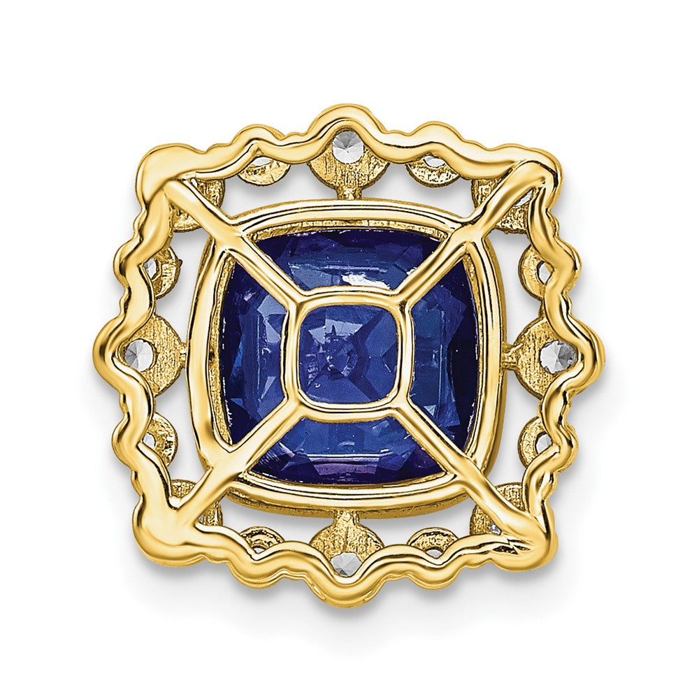 14k Yellow Gold Lab Grown Diamond VS/SI FGH & Cr Sapphire Square Pendant
