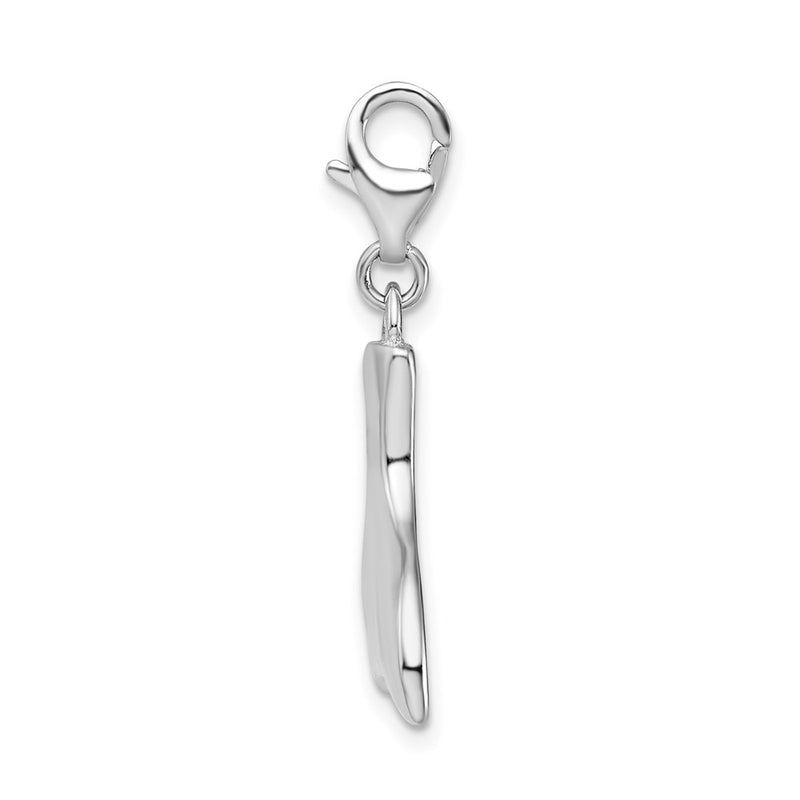 Sterling Silver Amore La Vita Rhodium-Plated Polished Whale Tail Charm With Fancy Lobster Clasp