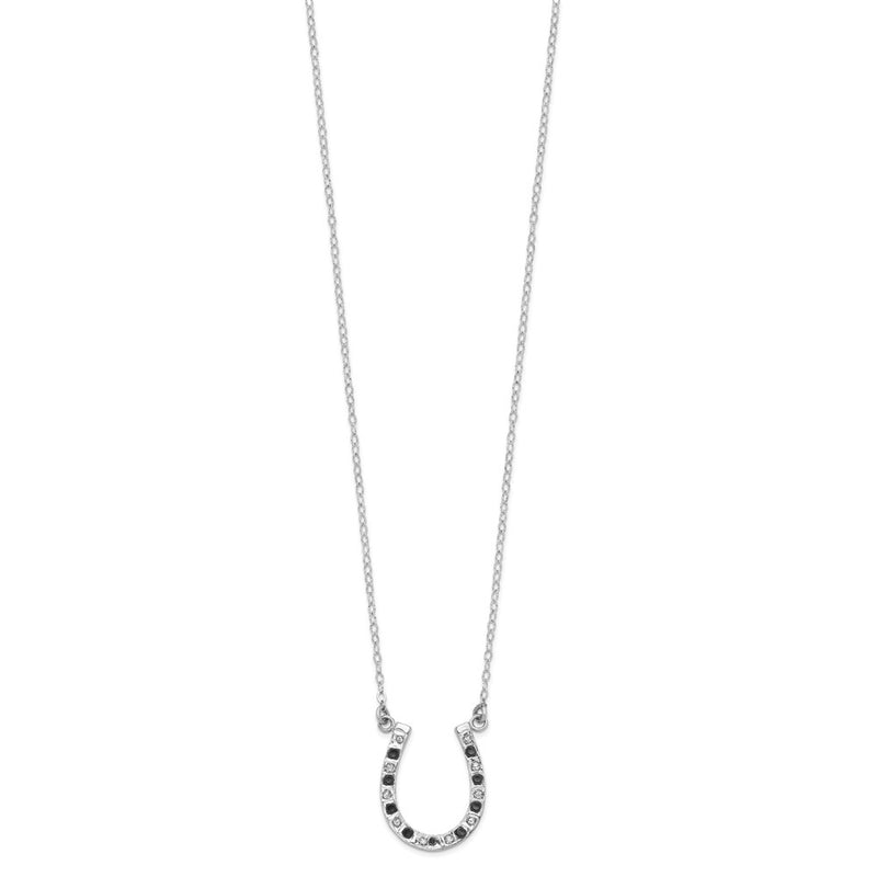 Sterling Silver Diamond Fascination Mystique Platinum-Plated Black And White 18 Inch Necklace