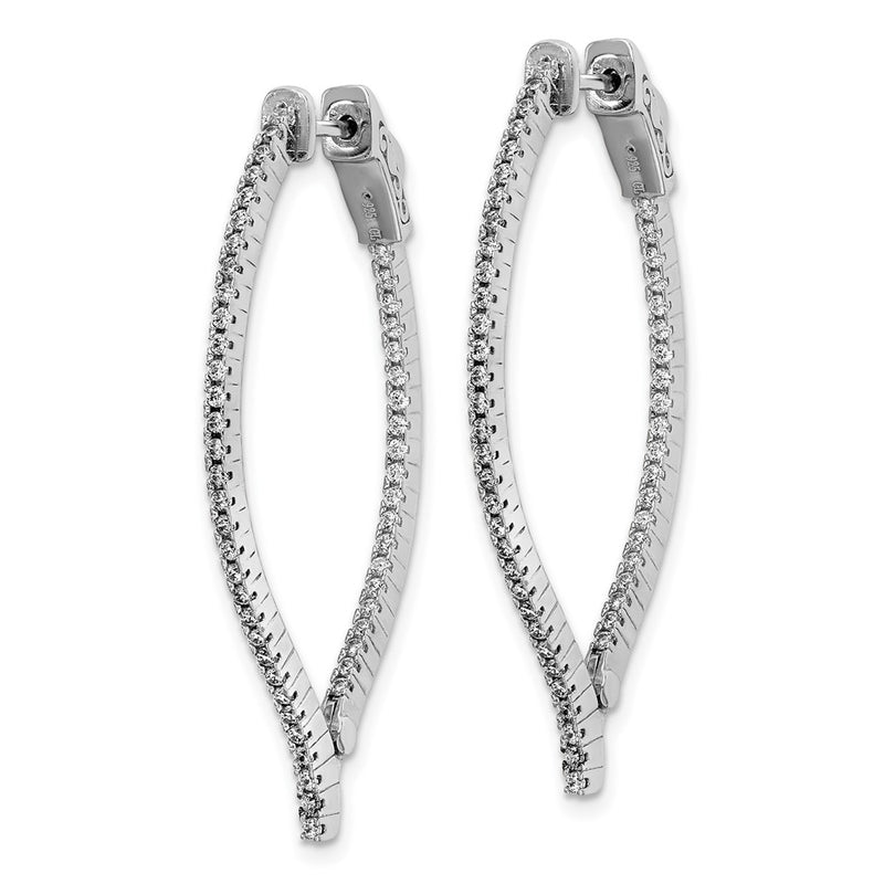 Sterling Silver Shimmer Rhodium-Plated 104 Stone 1.2mm Cz In And Out Geometric Hinged Hoop Earrings