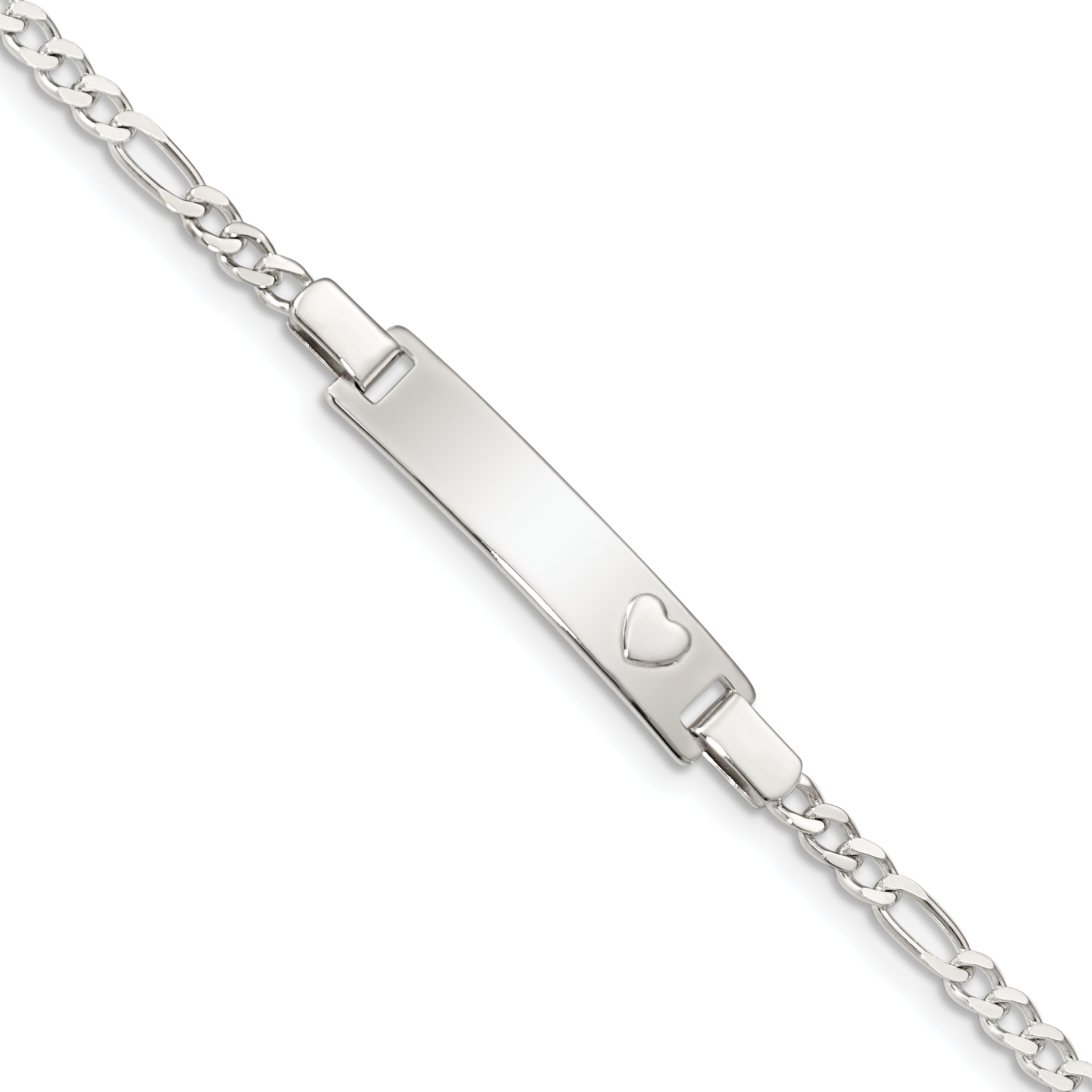 5.5 Inch Sterling Silver Baby Id With Heart Bracelet