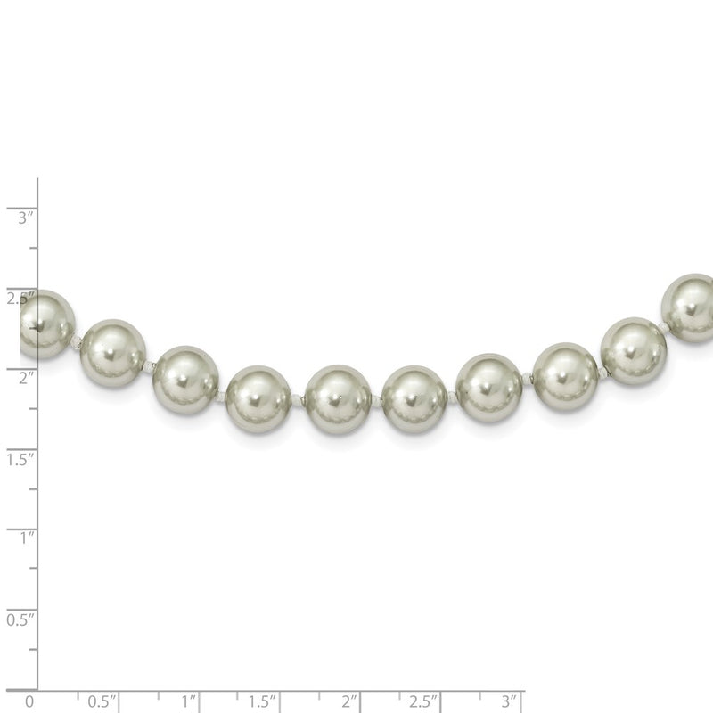 Sterling Silver Majestik Rhodium-Plated 10-11mm Grey Imitation Shell Pearl Hand-Knotted Necklace