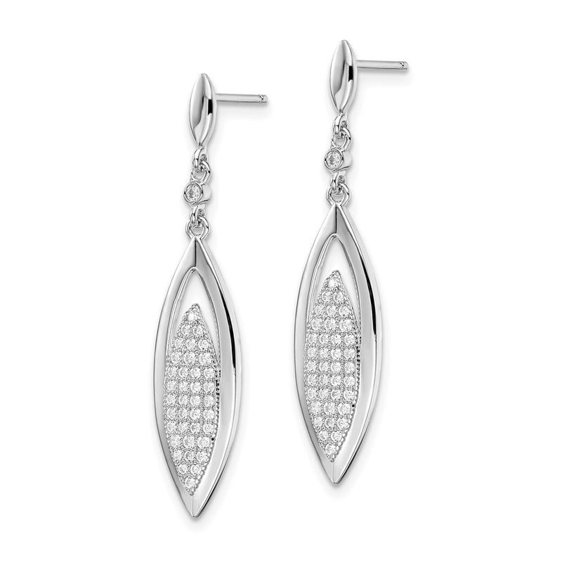 Sterling Silver Brilliant Embers Rhodium Plated 78 Stone Micro Pav‚Äö Cz Dangle Post Earring