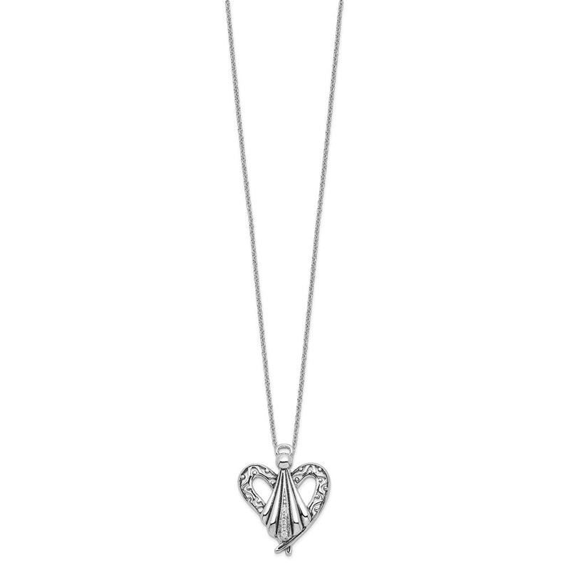 Sterling Silver Sentimental Expressions Rhodium-Plated Cz Antiqued Angel Of Friendship 18In Necklace
