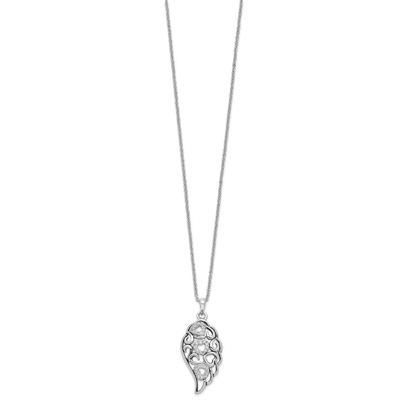 Sterling Silver Sentimental Expressions Rhodium-Plated Cz Wind Beneath My Wings 18In. Necklace