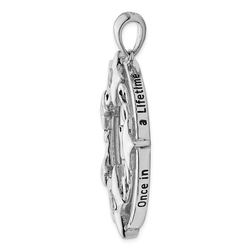 Sterling Silver Sentimental Expressions Rhodium-Plated Cz Antiqued Once In A Lifetime 18In. Necklace