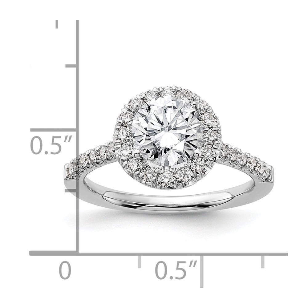 14k White Gold 1/2 Ct. Lab Grown Diamond VS/SI+ G+ 1 1/2 Ct. Center Round Semi Mount Engagement Ring