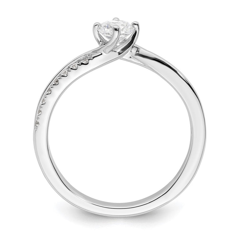14K White Gold By Pass (Holds 1/3 Carat (4.5mm) Round Center) 1/6 Diamond Semi Mount Engagement Ring