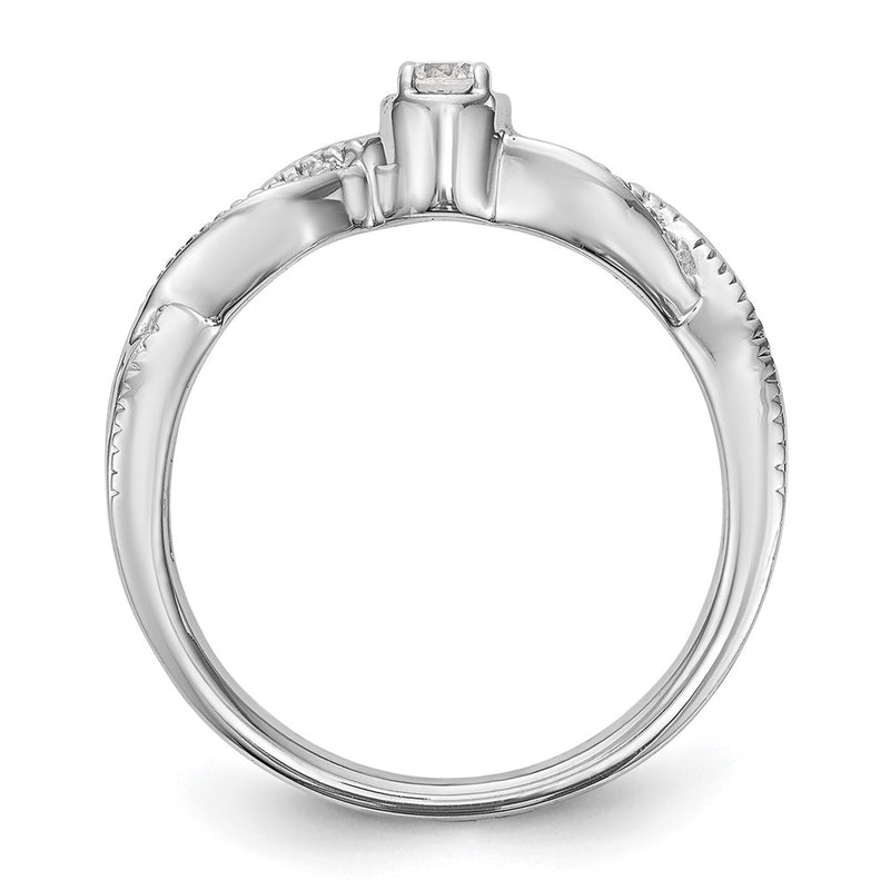14K White Gold First Promise Criss Cross 1/10 Carat Round Diamond Complete Promise/Engagement Ring