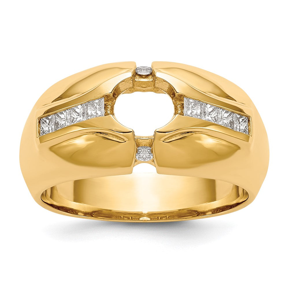 14k Yellow Gold 1/2 Ct. Lab Grown Diamond VS/SI+ G+ 5/8 Ct. Center Semi Mount Men's Ring