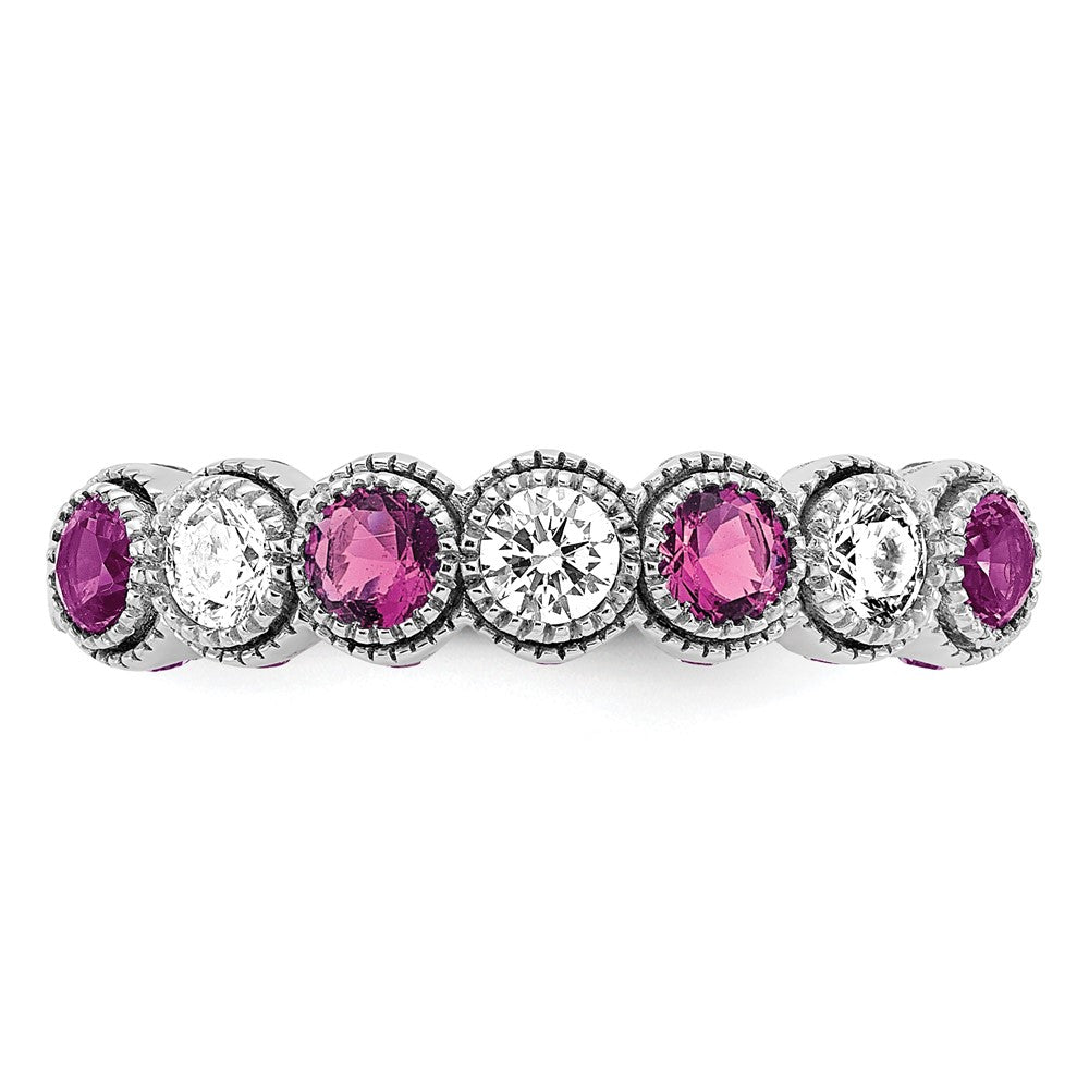 14k White Gold 1/2 Ct. Lab Grown Diamond VS/SI+ G+ and Lab Created Pink Sapphire Ring