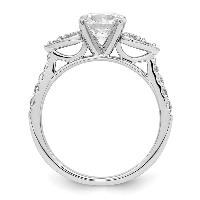 14K White Gold (Holds 1.25 Carat (7.00mm) Round Center) 3/8 Diamond Semi Mount Engagement Ring