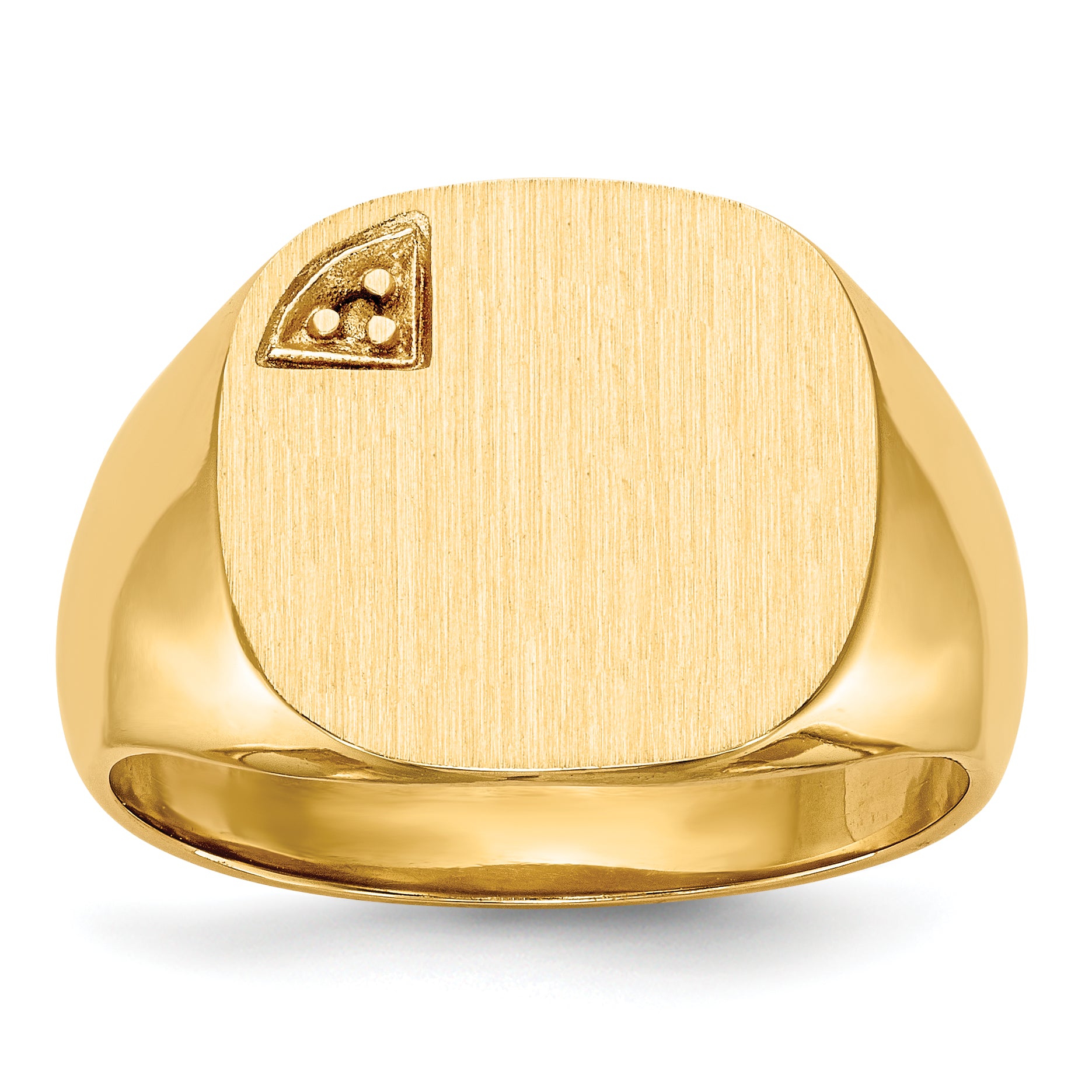 14K Yellow Gold 15.0X15.0mm Closed Back Diamond Men S Signet Ring Moun