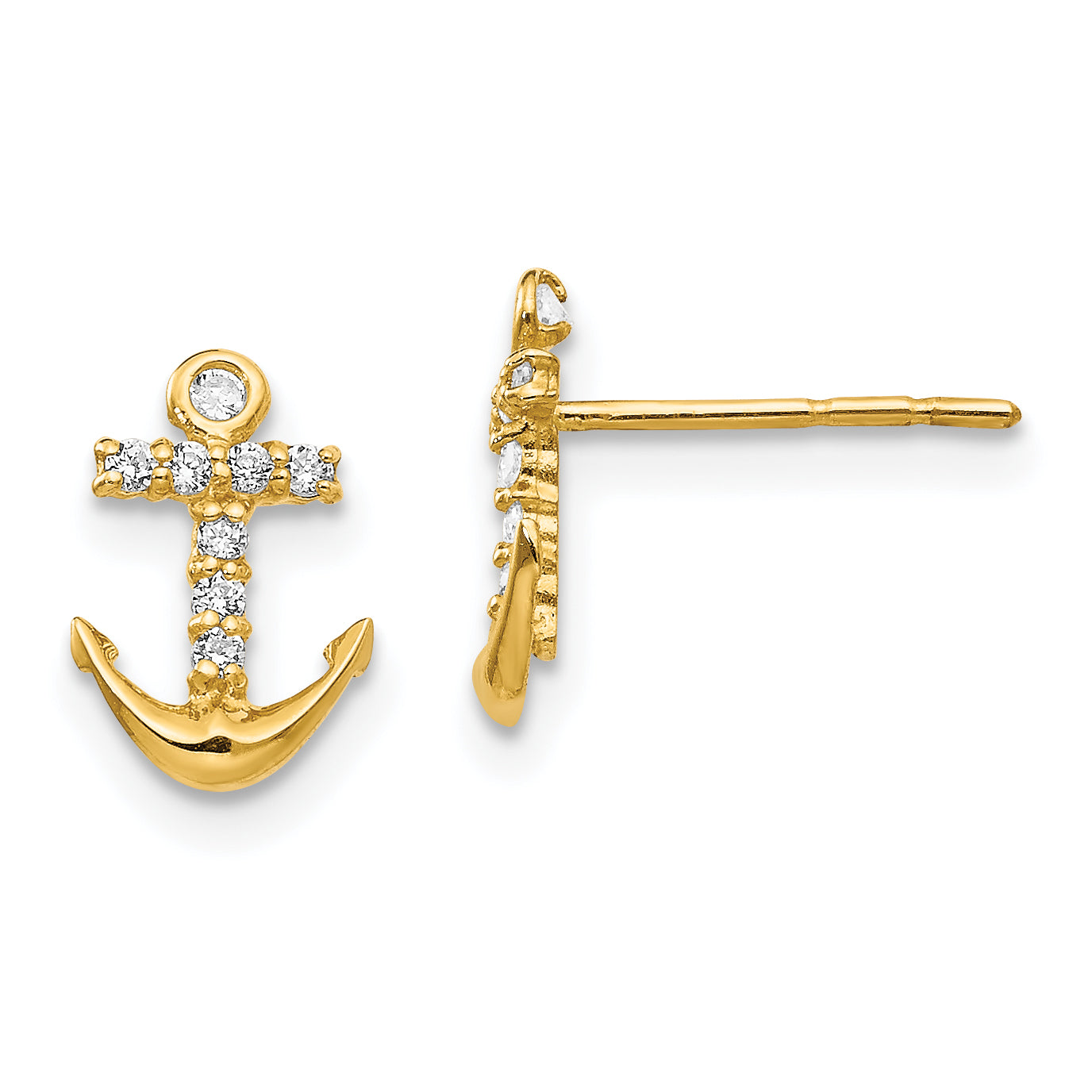 14k Gold Madi K CZ Anchor Post Earrings 14k Gold Madi K CZ Anchor Post Earrings