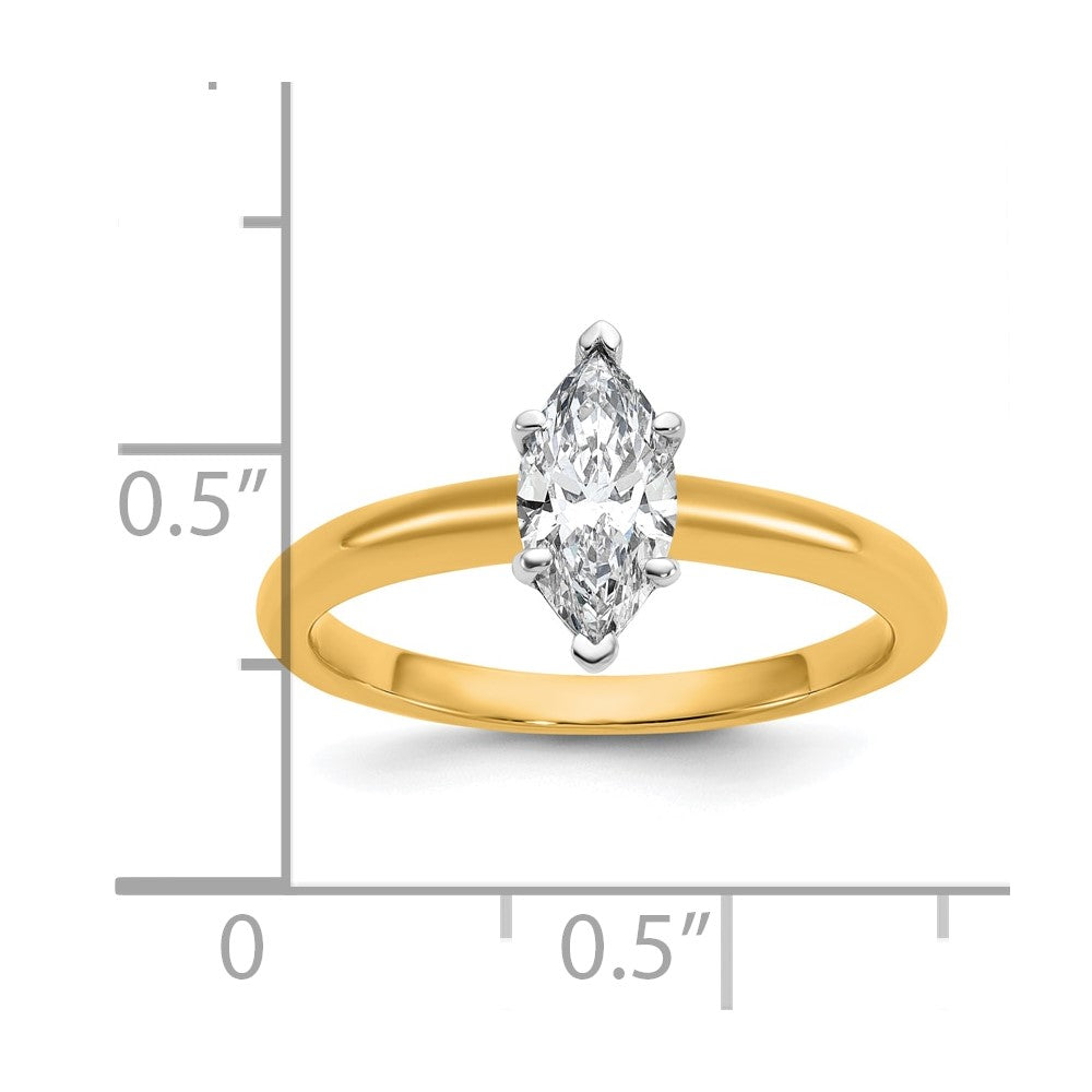 14k Two-tone 3/4 Ct. Certified Lab Grown Diamond VS/SI+ G+ Marquise Solitare Engagement Ring