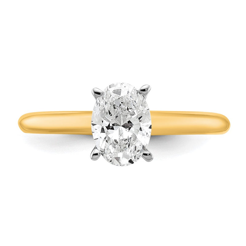 14K Two-Tone Gold 1 carat Certified Lab Grown Diamond VS+ F+ Oval Complete Solitaire Engagement Ring
