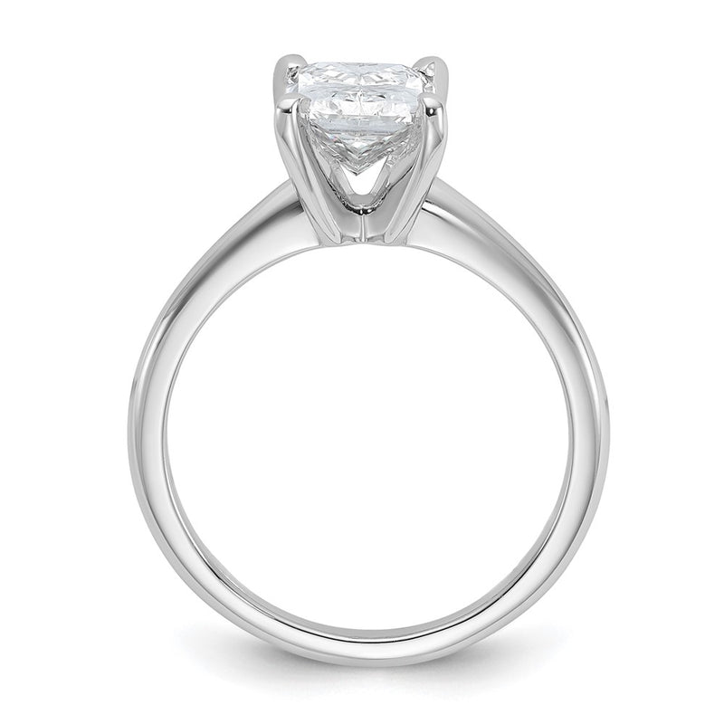 14K White Gold 2 carat Certified Lab Grown Diamond VS+ F+ Radiant Solitaire Complete Engagement Ring
