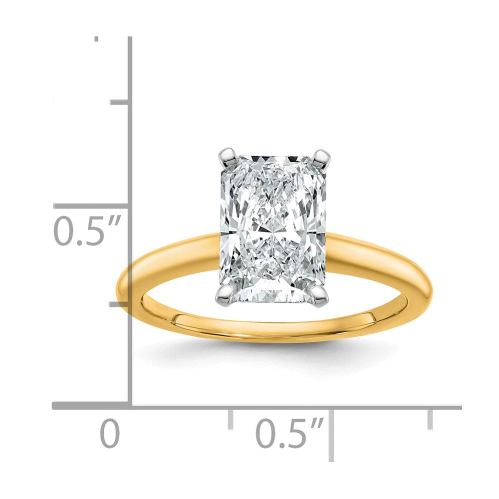 14k Two-tone 2 1/2 Ct. Certified Lab Grown Diamond VS/SI+ G+ Radiant Solitare Engagement Ring