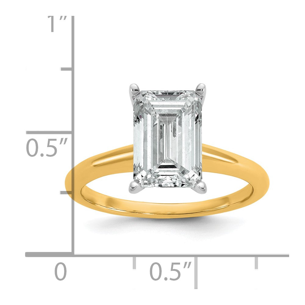 14k Two-Tone 3 Ct. Certified Lab Grown Diamond VS/SI+ G+ Emerald Solitaire Engagement Ring