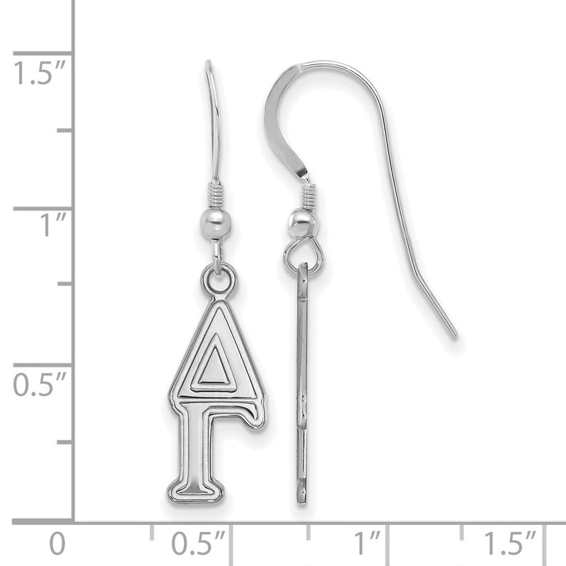 Sterling Silver Rhodium Plated Logoart Delta Gamma Sorority Greek Letters Small Dangle Earrings