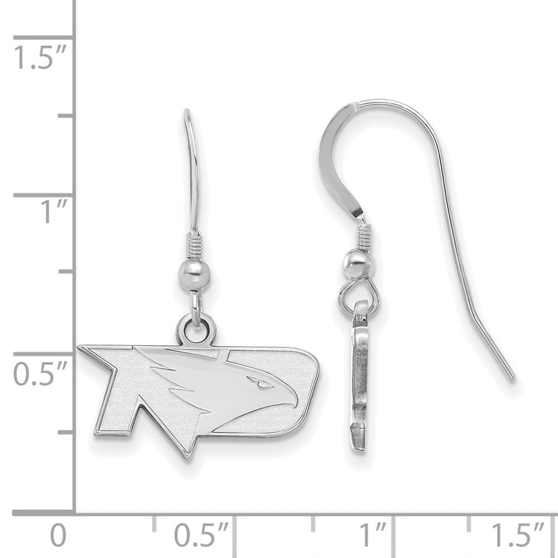 Sterling Silver Rhodium Plated Logoart University Of North Dakota Extra Small Dangle Wire Earrings