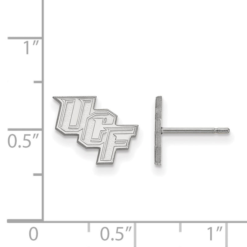 Sterling Silver Rhodium Plated Logoart University Of Central Florida U C F Extra Small Post Earrings