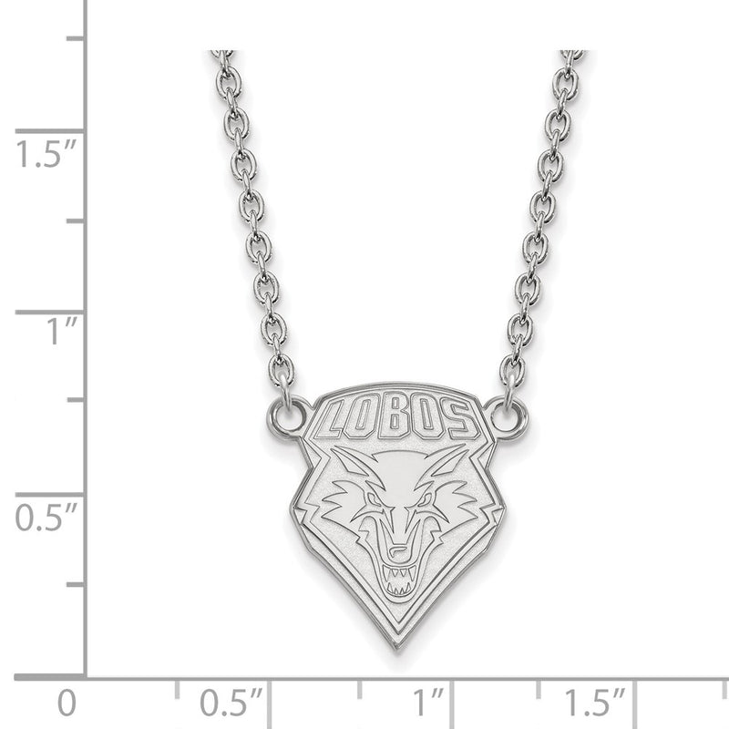 Sterling Silver Rhodium Plated Logoart University Of New Mexico Large Pendant 18 Inch Necklace