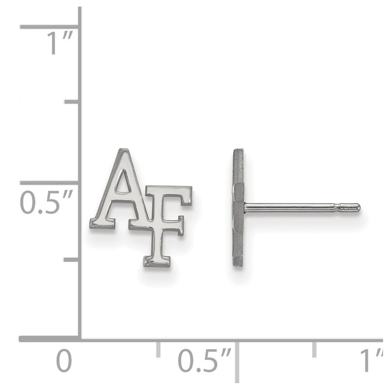Sterling Silver Rhodium Plated Logoart United States Air Force Academy A F Extra Small Post Earrings