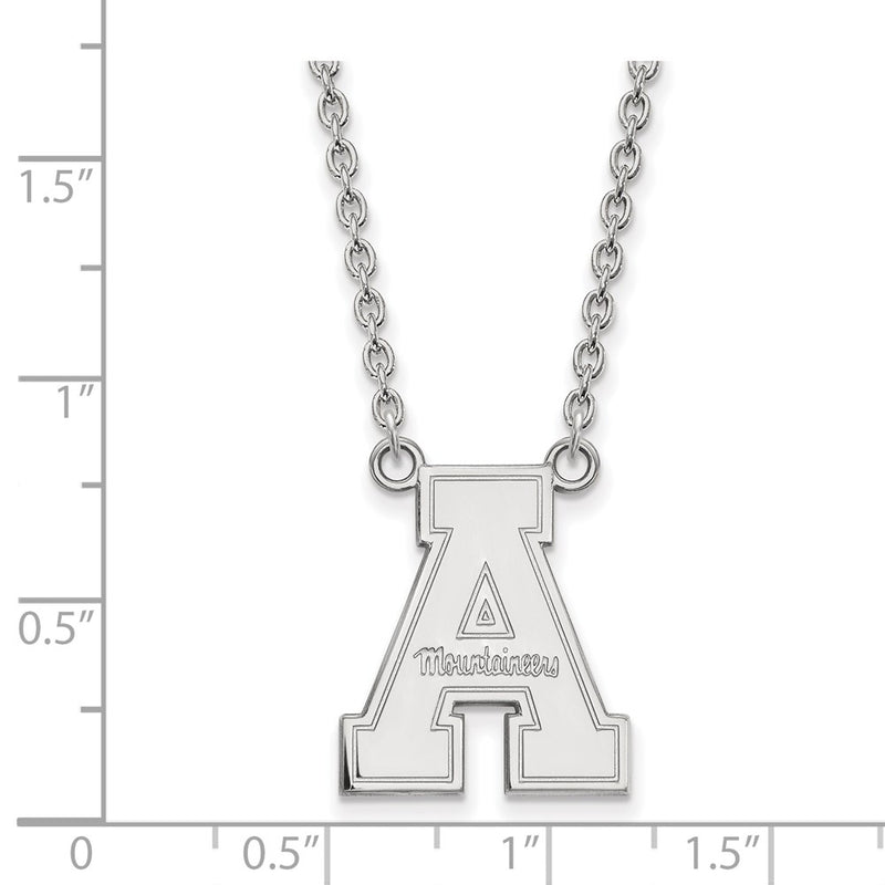 Sterling Silver Rhodium Plated Logoart Appalachian State University Large Pendant 18 Inch Necklace