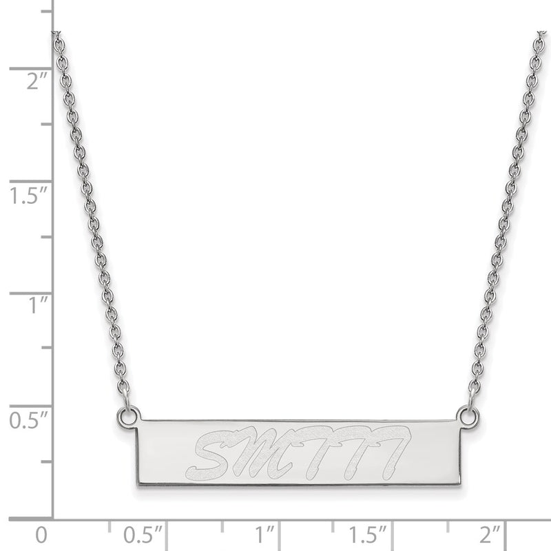 Sterling Silver Rhodium Plated Logoart University Of Southern Mississippi Small Bar 18 Inch Necklace