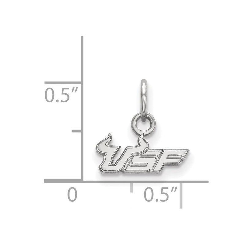 Sterling Silver Rhodium Plated Logoart University Of South Florida U S F Extra Small Pendant