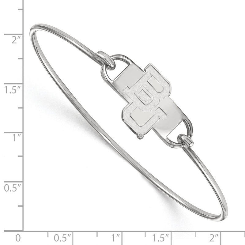 Sterling Silver Rhodium Plated Logoart Baylor University Bears Small Center 7 Inch Wire Bangle