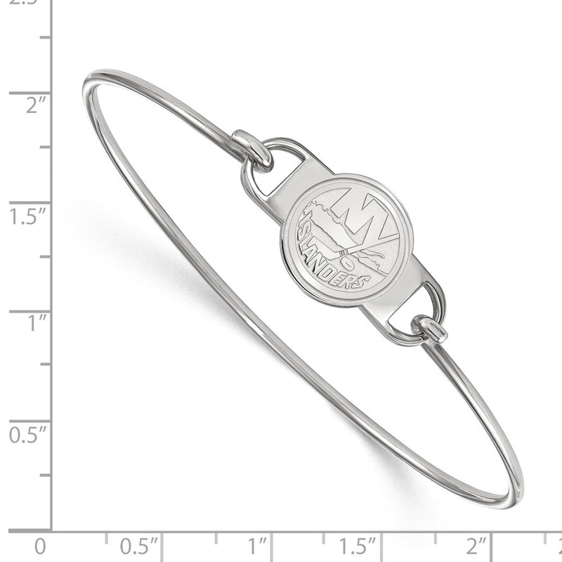 Sterling Silver Rhodium Plated Nhl Logoart New York Islanders Small Center 7 Inch Wire Bangle