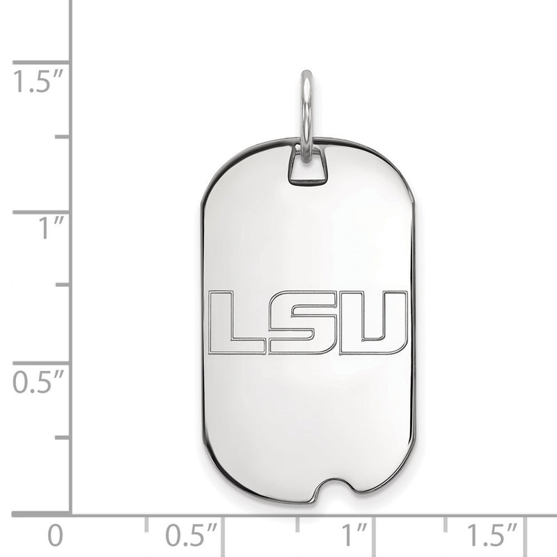 Sterling Silver Rhodium Plated Logoart Louisiana State University L S U Small Dog Tag Pendant