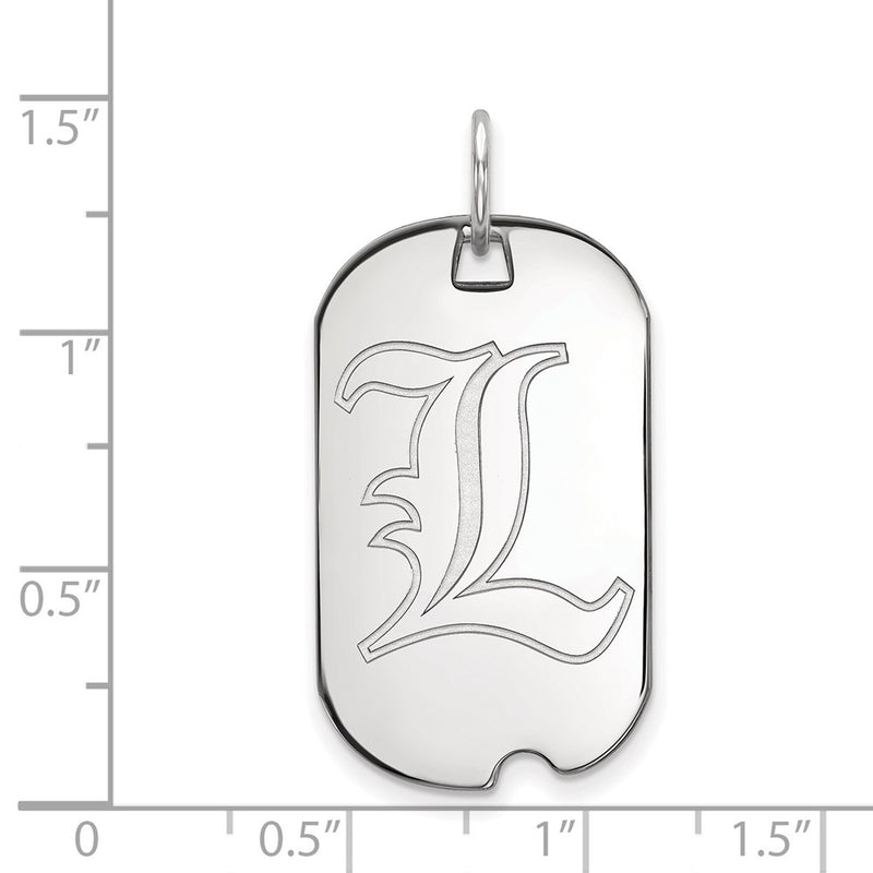 Sterling Silver Rhodium Plated Logoart University Of Louisville Letter L Small Dog Tag Pendant