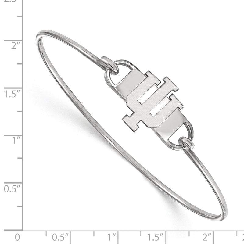 Sterling Silver Rhodium Plated Logoart Indiana University I U Small Center 7 Inch Wire Bangle