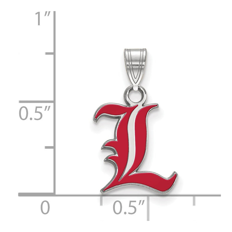 Sterling Silver Rhodium Plated Logoart University Of Louisville Letter L Small Enameled Pendant