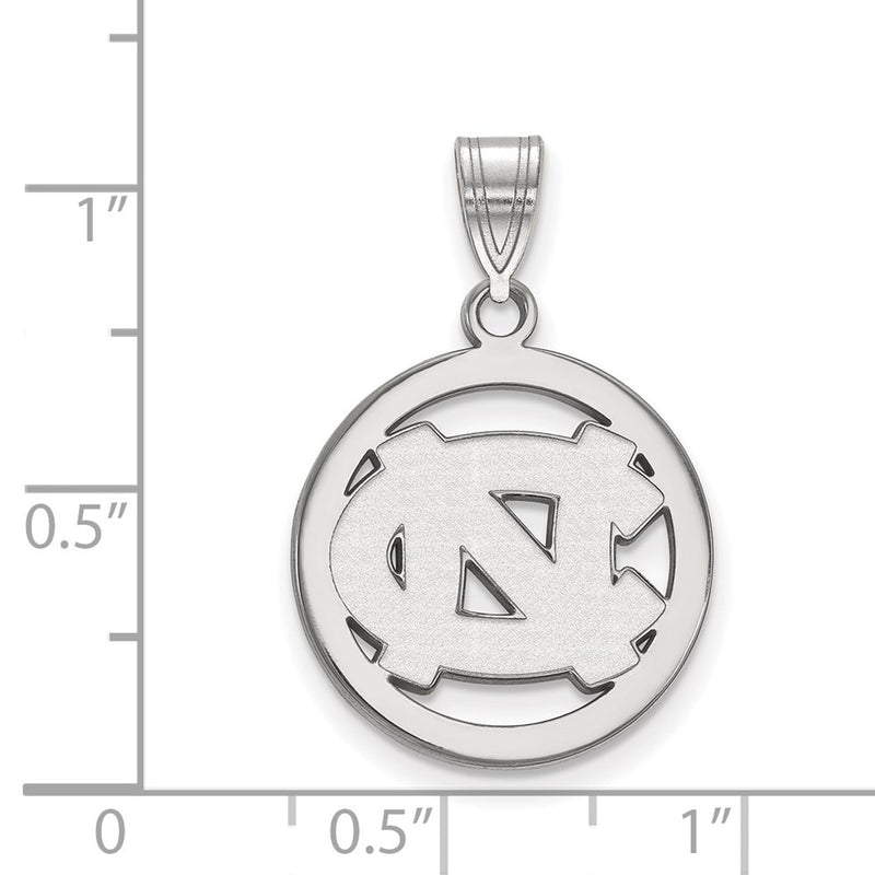 Sterling Silver Rhodium Plated Logoart University Of North Carolina N C Medium Circle Pendant