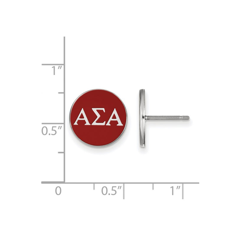 Sterling Silver Rhodium Plated Logoart Alpha Sigma Sorority Greek Letters Color Enamel Post Earrings