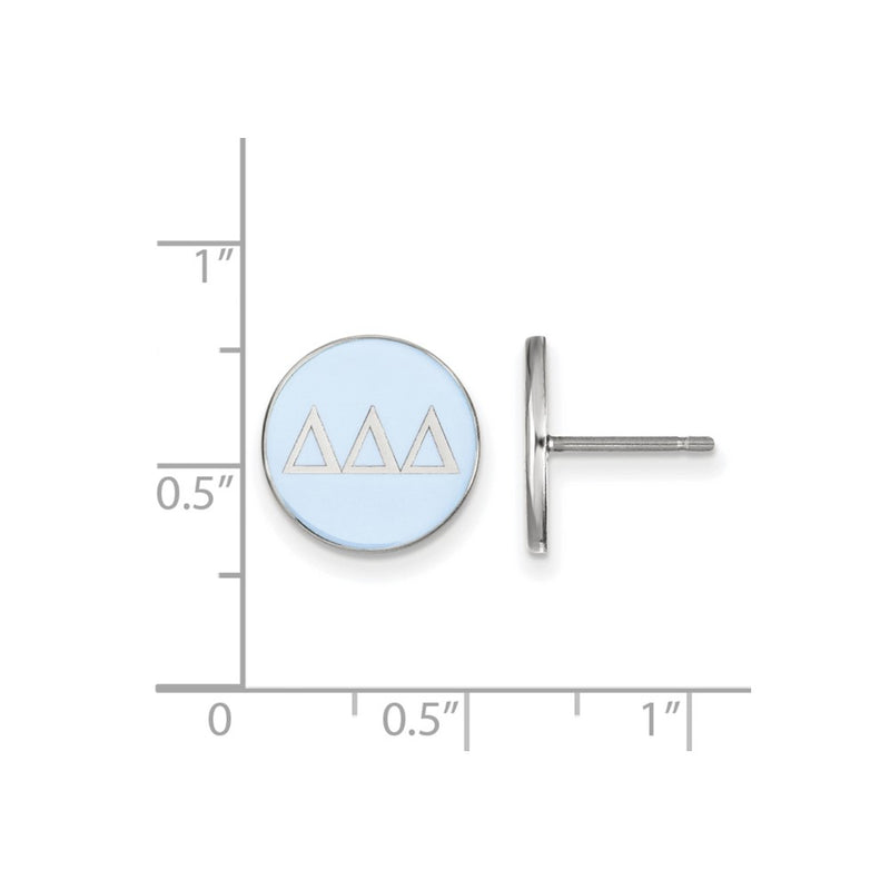 Sterling Silver Rhodium Plated Logoart Delta Sorority Greek Letters Color Enamel Post Earrings