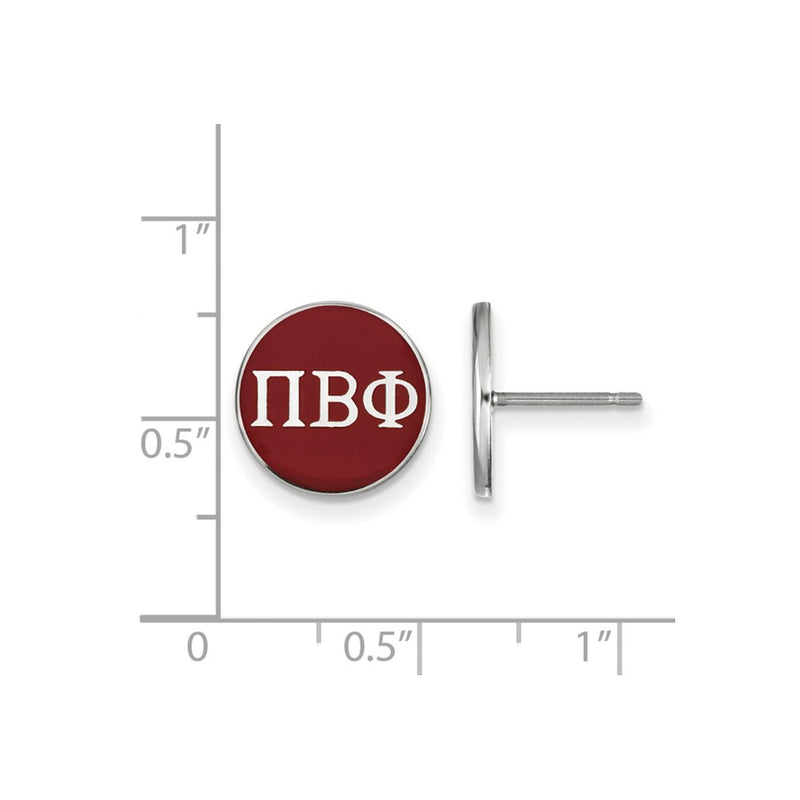 Sterling Silver Rhodium Plated Logoart Pi Beta Phi Sorority Greek Letters Color Enamel Post Earrings